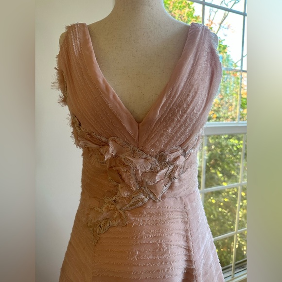 MARCHESA NOTTE RTW F2017 Light Pink Layered Chiffon Floral Embroidered Dress - Picture 5 of 10